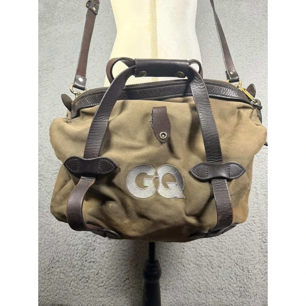 Filson‎ x GQ Rugged Twill Duffle Bag Otter Green Bridle Leather Made in USA Men
